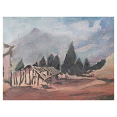 French Modernist Cubist Painting Provence Mountains