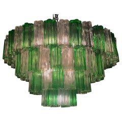 Emerald Green and Ice Color Modern Murano Glass Chandelier or Flush Mount