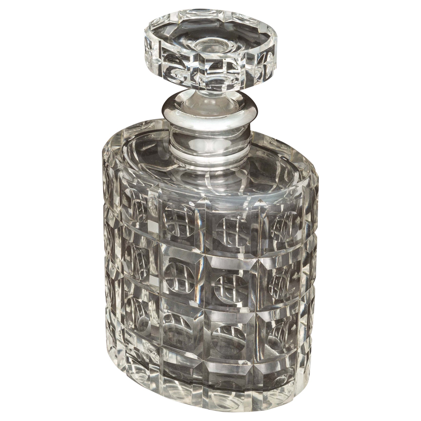 Silver Mounted Cut Glass Spirit Decanter, circa 1960 For Sale at 1stDibs