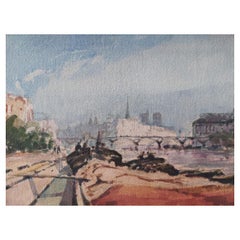 French Modernist Cubist Painting Parisian Panorama of the Seine
