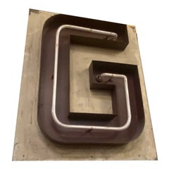 Large Vintage Neon Marquee Letter "G" from Pan American Auditorium