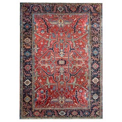 Antique Late 19th Century Persian Serapi Rug