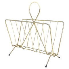 Italian Mid-Century Modern Brass Magazine Rack, 1960s