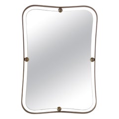 Fontana Arte Large Version Wall Mirror in Brass, Italy, 1940s