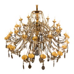 Outstanding Huge Italian Gilt-Wood and Crystal Chandelier, 1790'