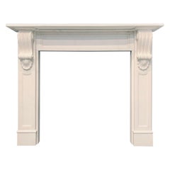 Retro Early 19th Century Victorian Manner Statuary Marble Fireplace Surround