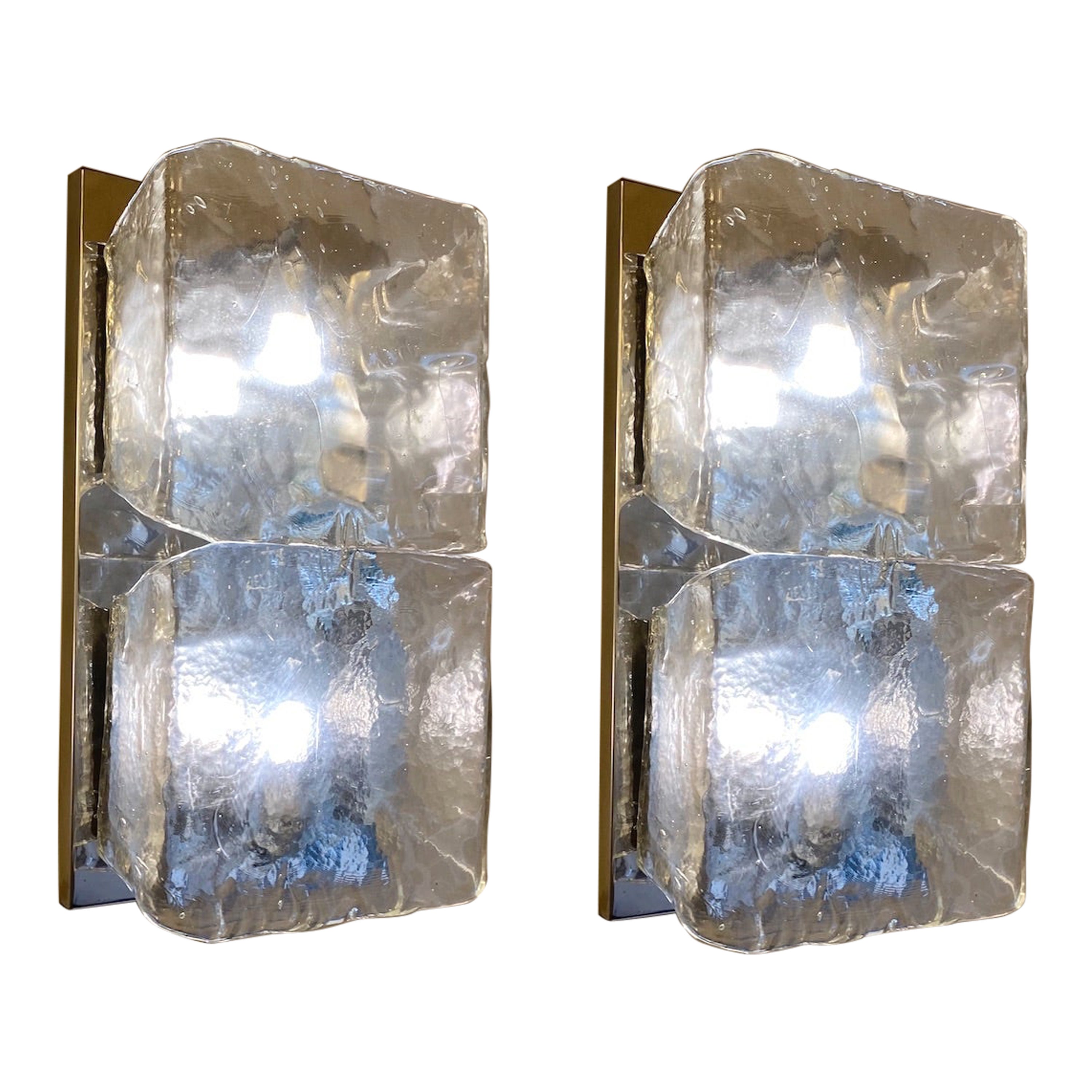 Fantastic Pair of Sconces or Wall Lights by Aureliano Toso Murano 1970 For Sale