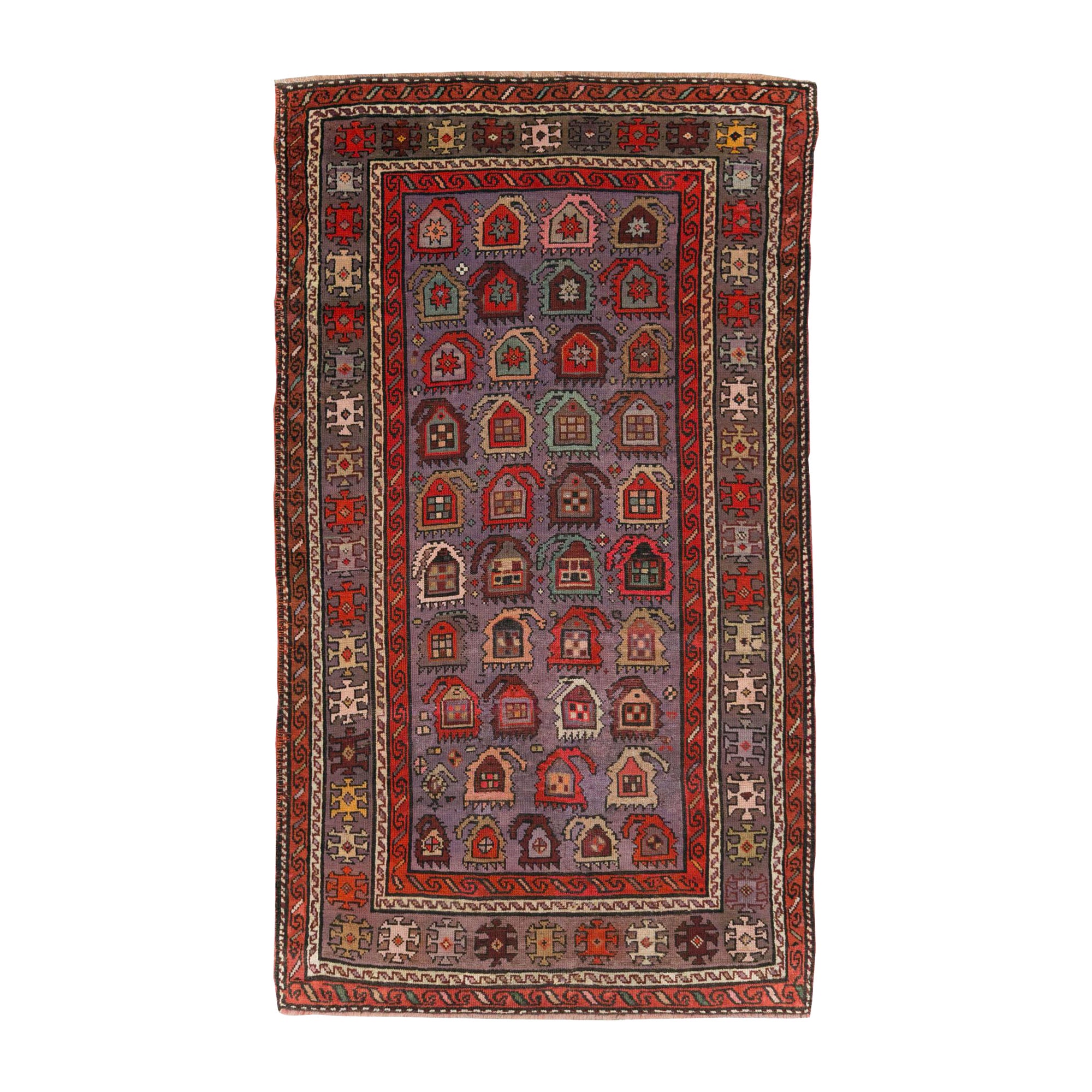 Early 20th Century Handmade Caucasian Shirvan Small Accent Rug For Sale