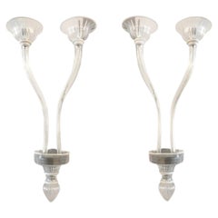 20th Century Italian Pair of Vintage Double Arm Murano Glass Wall Sconces