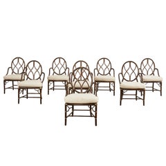 Set of Eight McGuire Organic Modern Rattan Cane Dining Armchairs