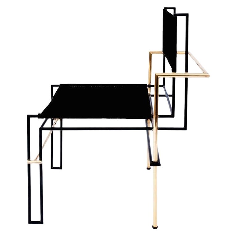 Casbah-Stuhl aus Messing, schwarz von Nomade Atelier im Angebot