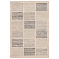 Rug & Kilim’s Scandinavian Style Kilim with Beige and Gray Geometric Patterns