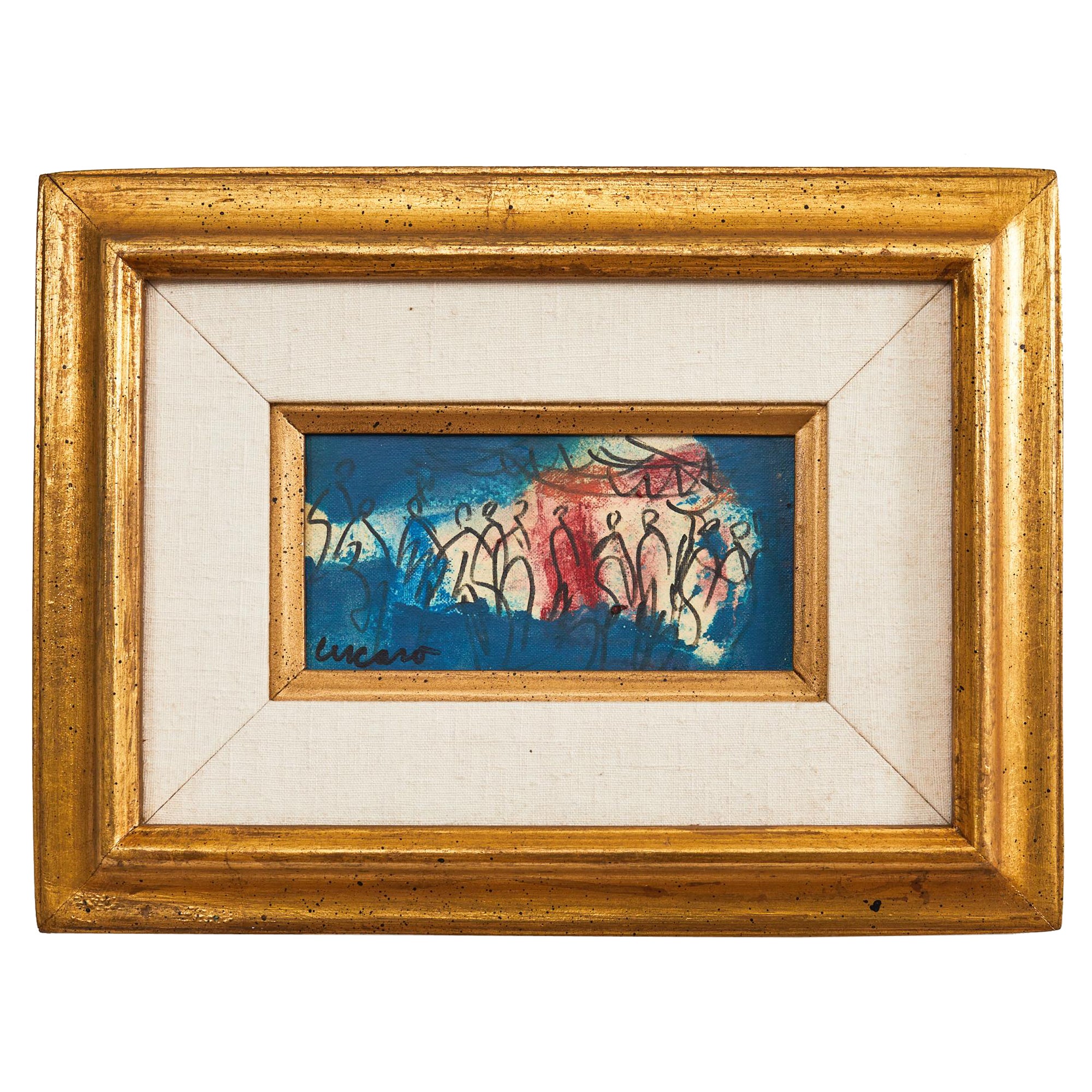 Pascal Cucaro Mid-Century Impressionist Painting of Figures For Sale