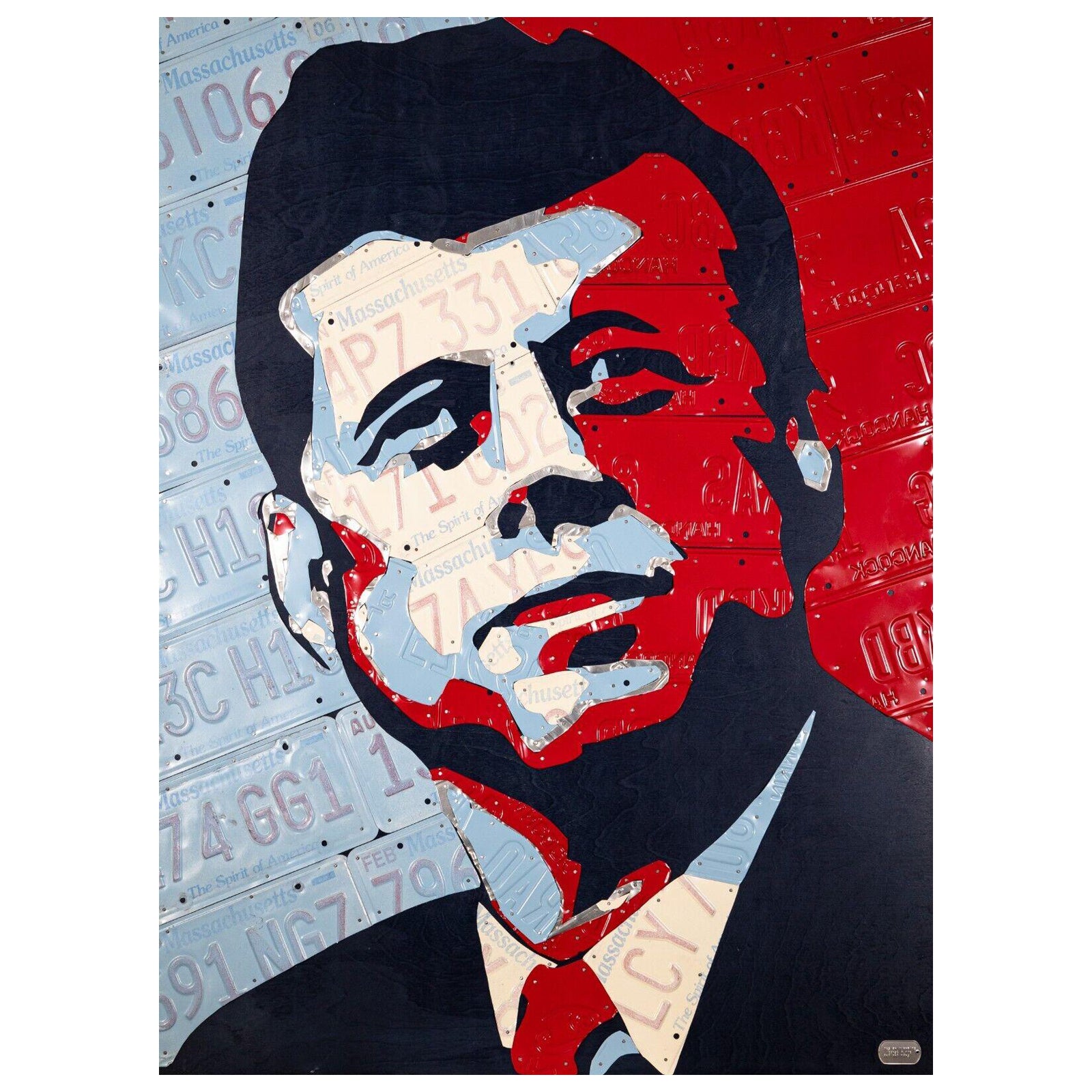 Contemporary Assemblage John F Kennedy License Plate Art by Design Turnpike For Sale