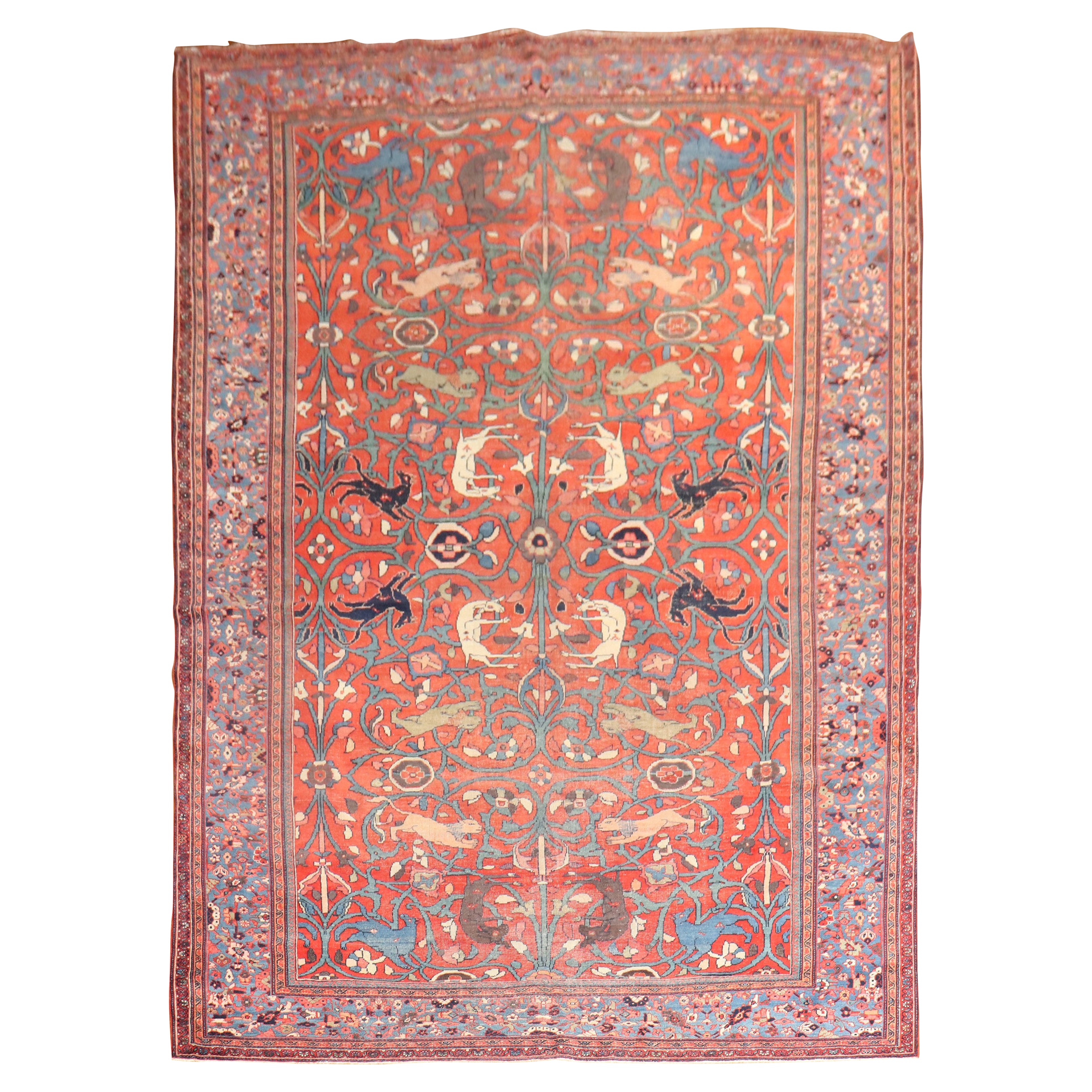 Persian Mahal Animal Pictorial Rug For Sale