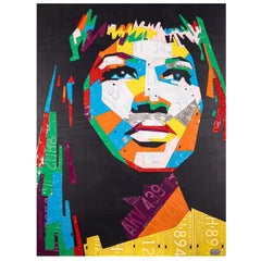 Contemporary Assemblage Aretha Franklin License Plate Art by Design Turnpike