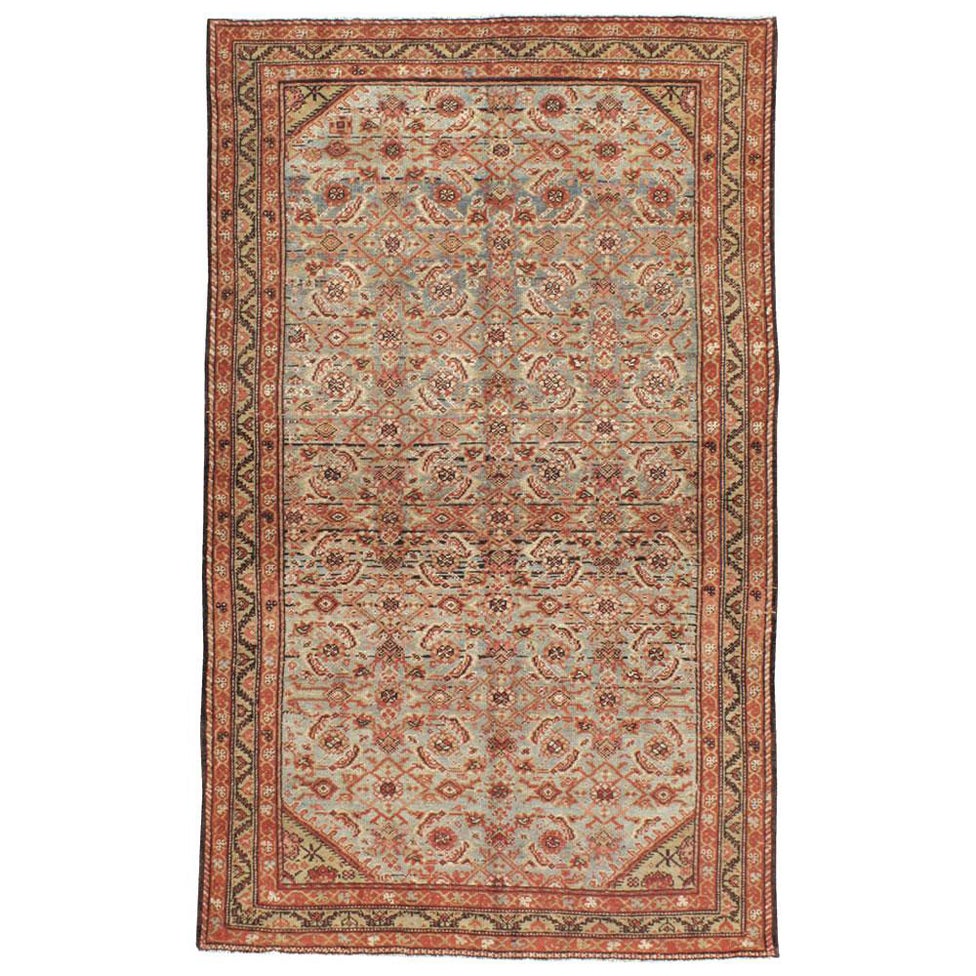 Early 20th Century Handmade Persian Malayer Accent Rug For Sale