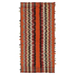 Persischer Kelim in Orange mit Streifen und Chevrons von Teppich & Kilim