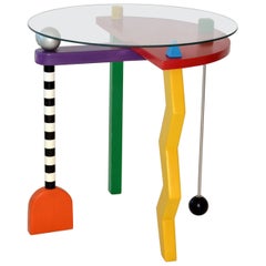 Playful Memphis Style Post Modern Geometric Glass Top Table, USA, 1980s