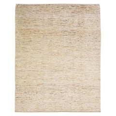 Beige Modern Solid Moroccan Style Handmade Wool Rug