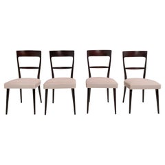 Vintage Set of 4 Italian 1950s Dining Chairs with New Mohair Velvet Upholstery 