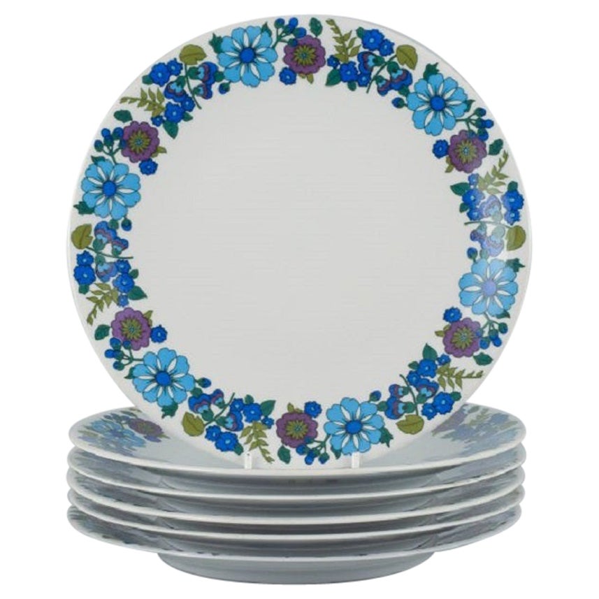 Pmr, Bavaria, Jaeger & Co Germany, a Set of Six Retro Dinner Plates in Porcelain For Sale