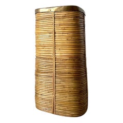Italian Pencil Reed Bamboo Planter Bin in the style of Gabriella Crespi