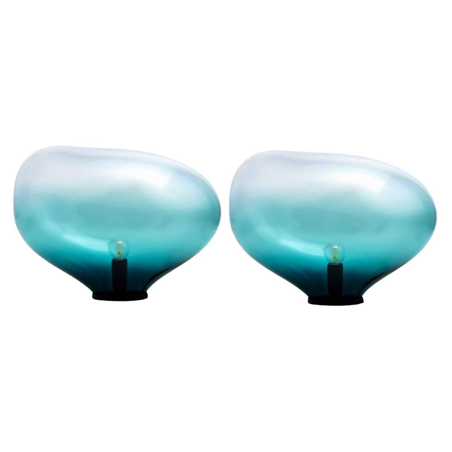 Set of 2 Sedna Petrol M Table Lamps by Eloa