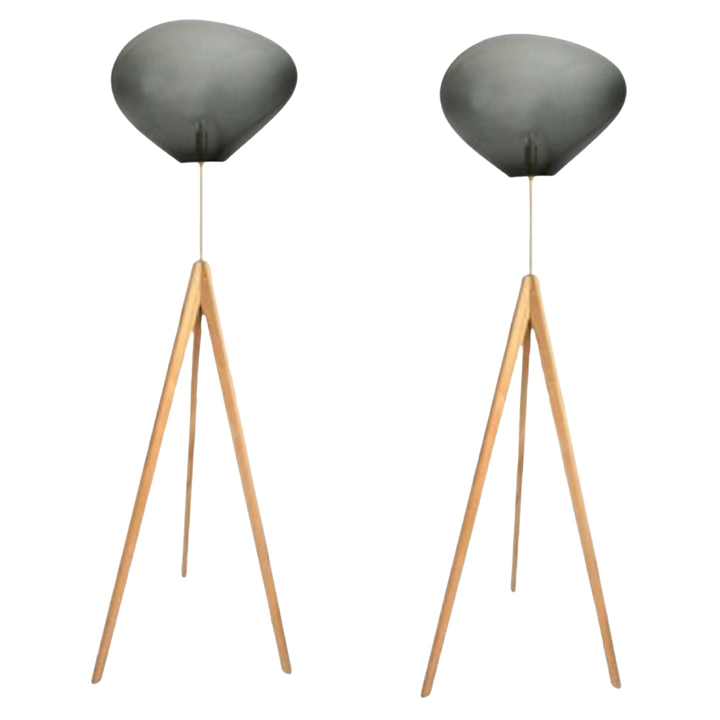 Set of 2 Stati x Silver Smoke Floor Lamps by Eloa For Sale