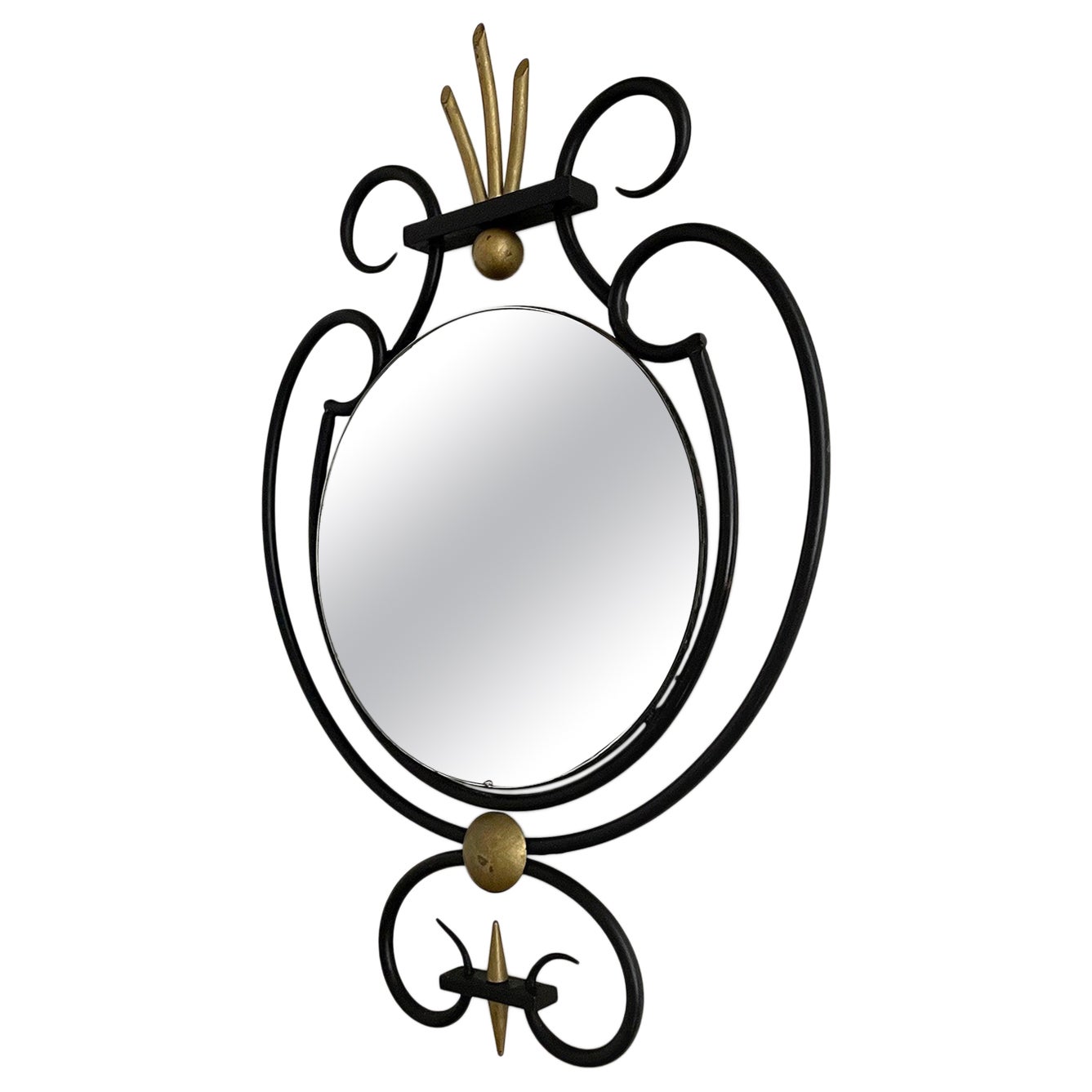Petite French Iron Mirror For Sale