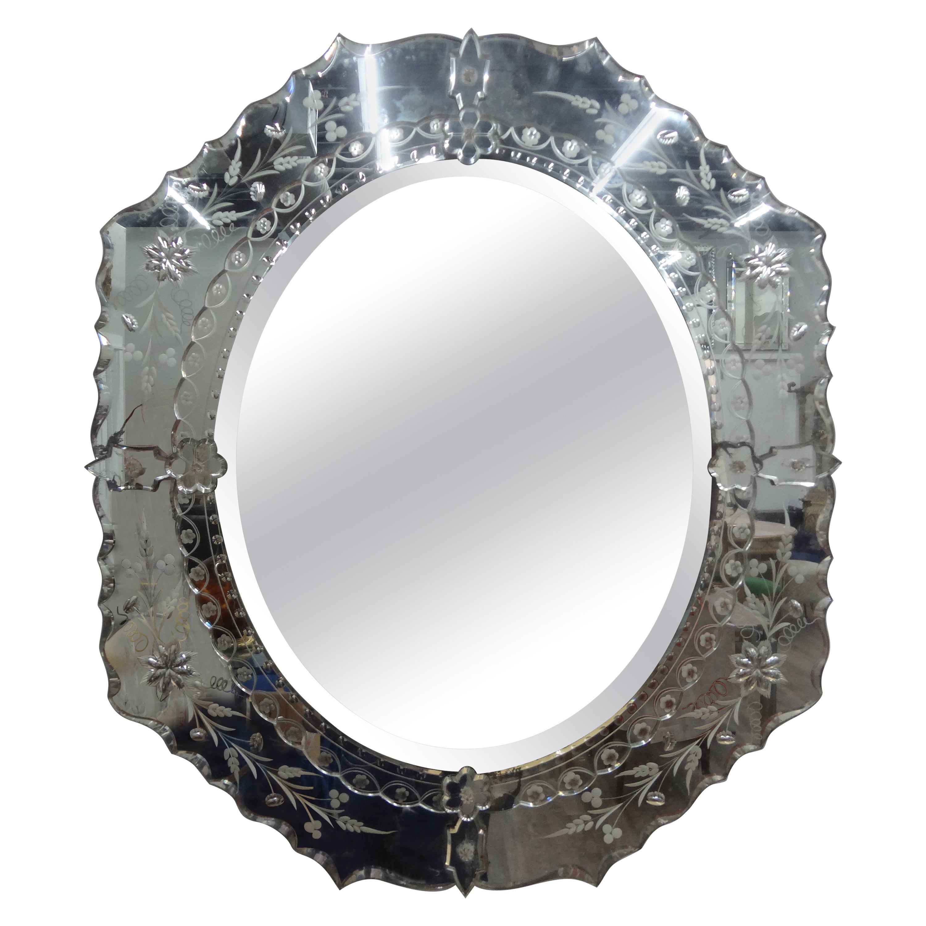 Abgeschrägter und geätzter venezianischer Spiegel