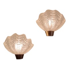 ASEA Wall Lights in Brass and Glass, Model "Coquille", Scandinavian Modern