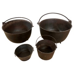 Collection of 4 Cast Iron Cauldrons or Buckets
