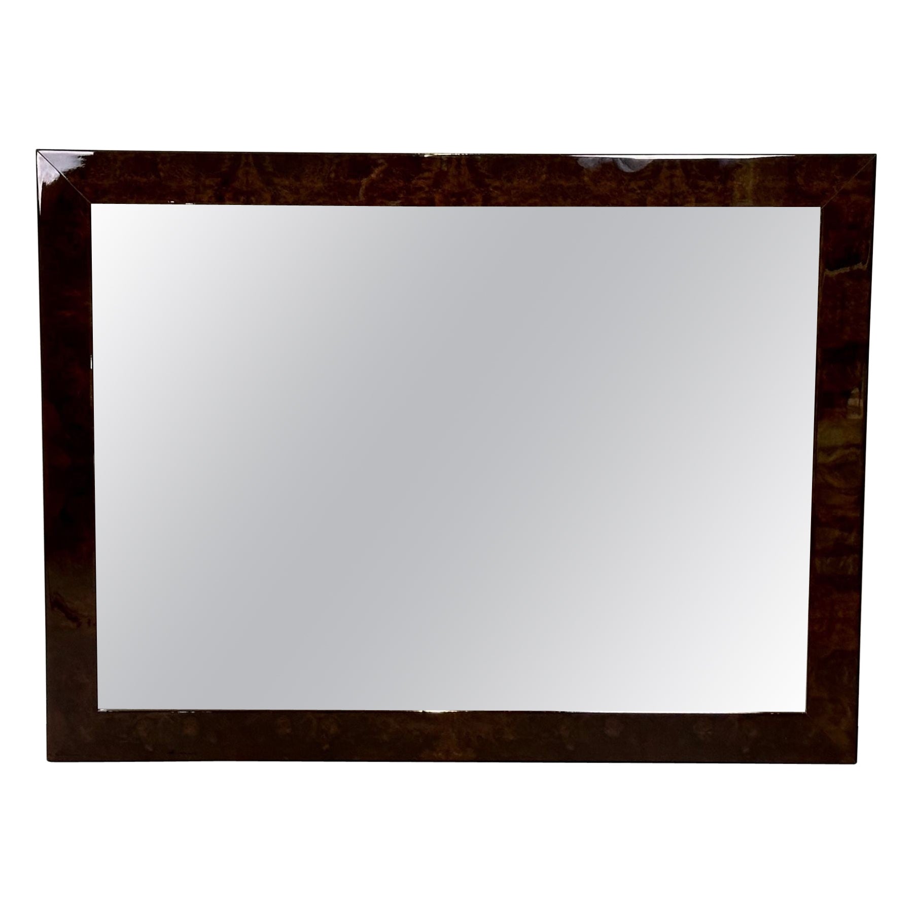 Modern Rectangular Lacquered Faux Tortoise Wall / Console Mirror, Made in Italy For Sale