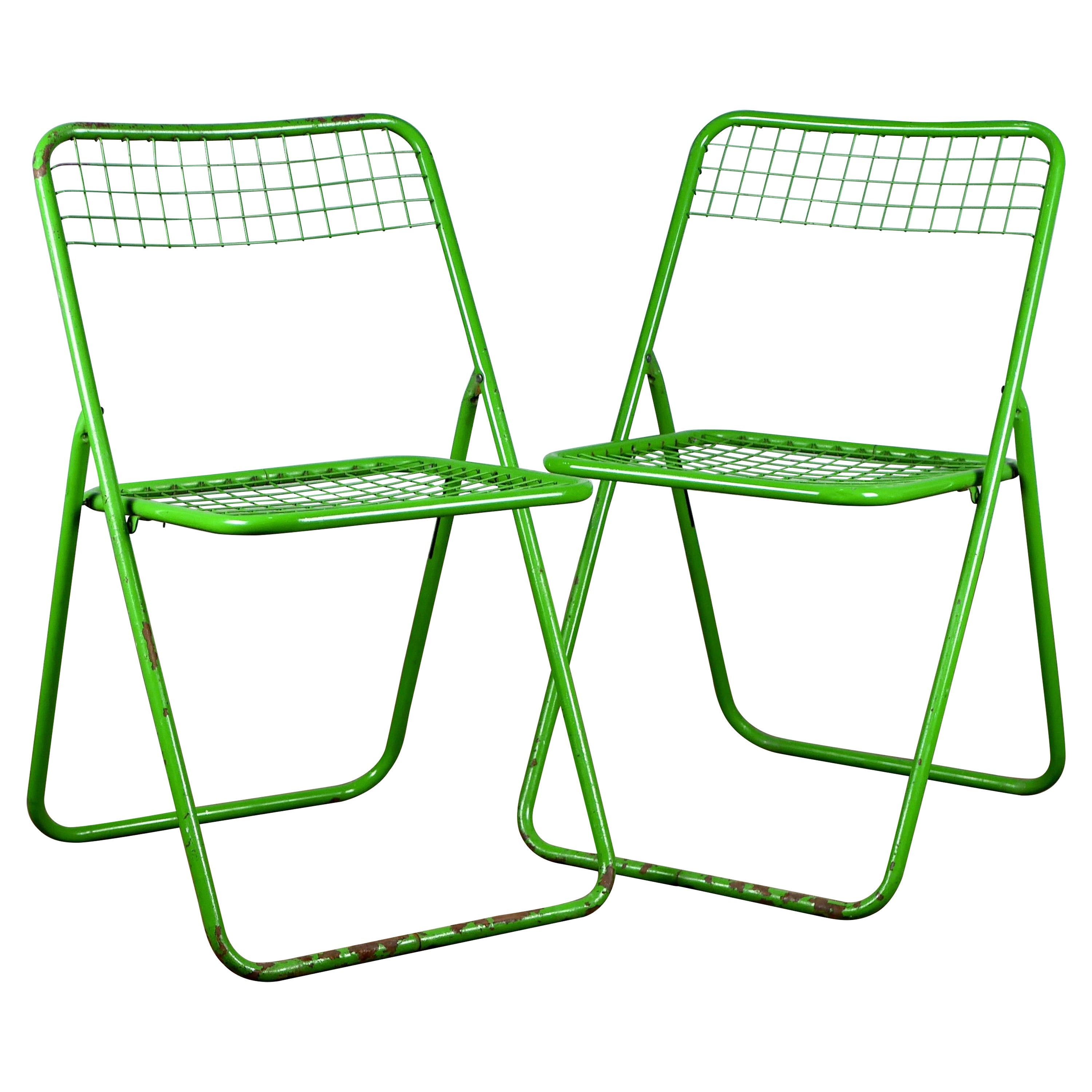 Pair of Green Folding Ted Net Chairs by Niels Gammelgaard for Ikea, 1980s