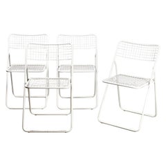 Set of 4 White Folding Ted Net Chairs by Niels Gammelgaard for Ikea, 1980s