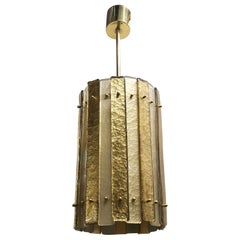 Lanterne/lustre et pendentif en verre d'art de Murano et laiton de couleur or, 2020