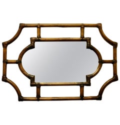 Large Antique Bamboo Wall Mirror