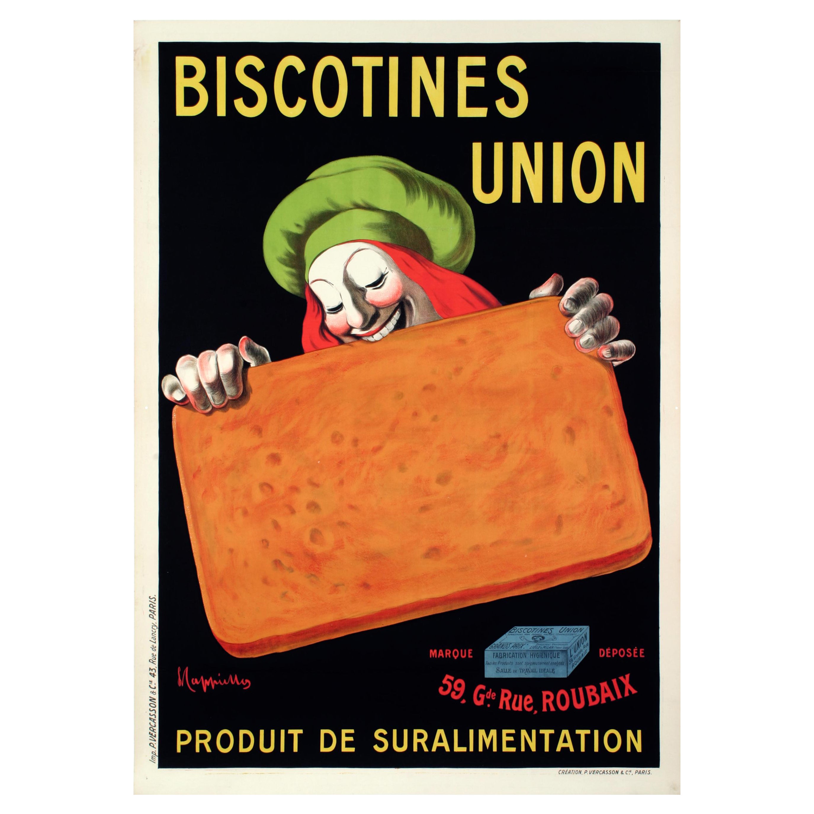 Leonetto Cappiello, Vintage Poster, Biscotines Union, Biscuit, Bread, 1906 For Sale