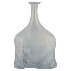 Bertel Vallien for Kosta Boda, Vase / Bottle with Blue Tones in Art Glass