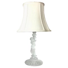 Baccarat Figural Frosted Glass Candlestick Lamp