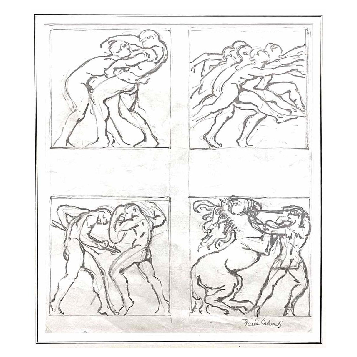 "Lottatori, corridori, guerrieri, equestri", serie di disegni, Paul Cadmus, 1930