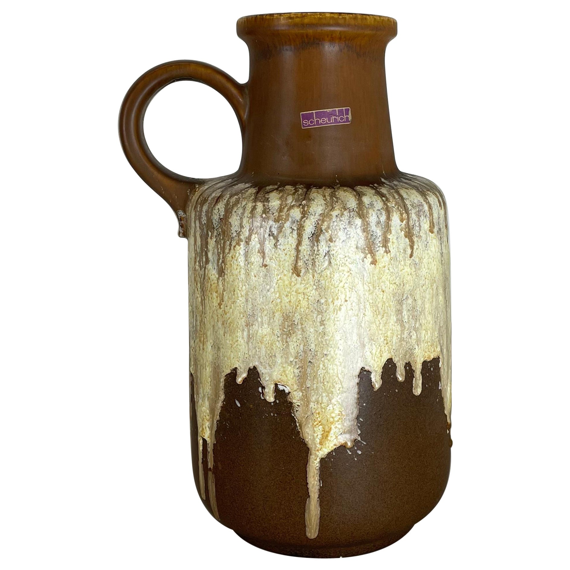 Large Pottery Fat Lava Multi Color Floor Vase Made by Scheurich, 1970s For Sale