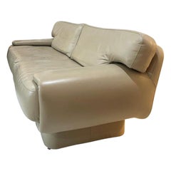 Custom Post Modern Taupe Leather Sofa