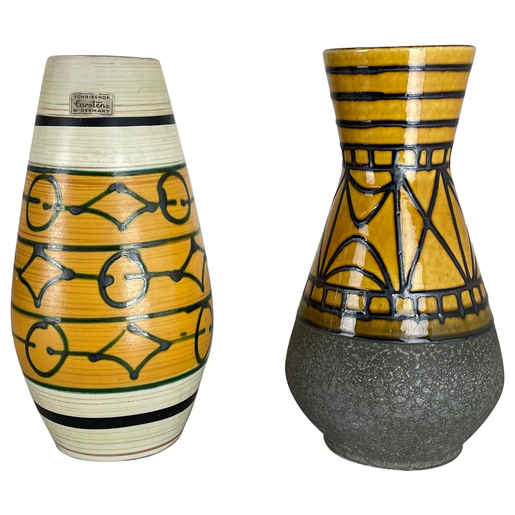 Set of 2 Fat Lava Pottery Vases Heinz Siery Carstens Tonnieshof, Germany, 1970s For Sale