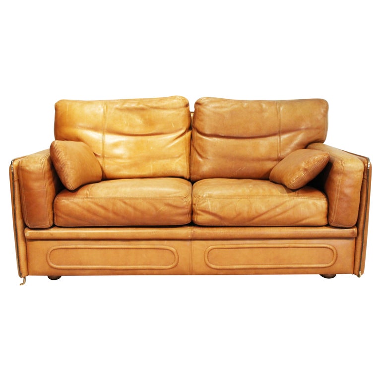 Pair of MidCentury Baxter Furniture Leather Loveseats For Sale at 1stDibs