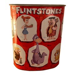 Vintage Flintstones Metal Trash Can