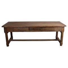  Large French Antique Oak Wood Farmhouse Table, 19th Century
