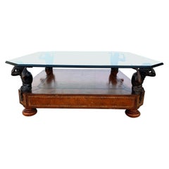 Glass Top Bronze Figurine Coffee Table by Maitland Smith