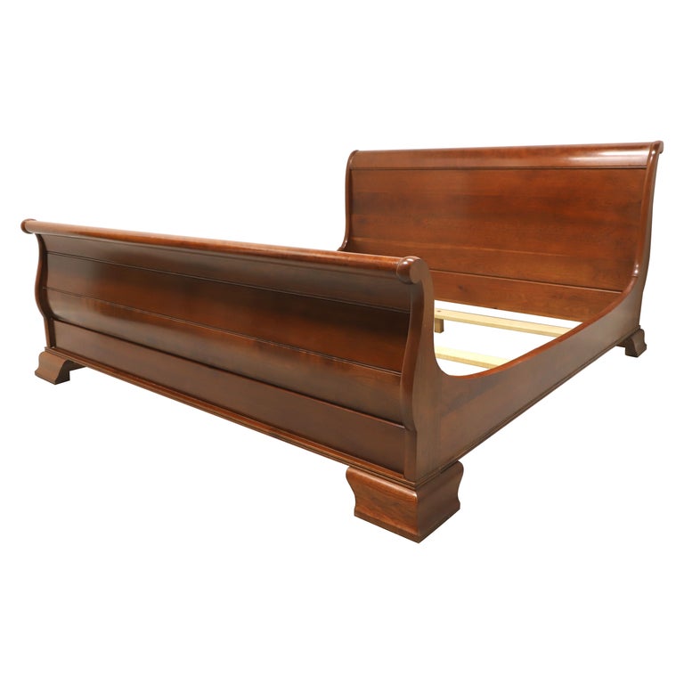 STICKLEY Solid Cherry Empire Style King Size Sleigh Bed For Sale at 1stDibs